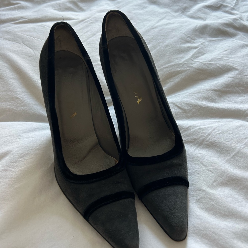 Prada black velvet heels